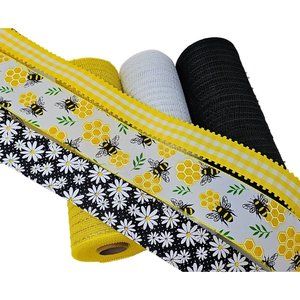 Bumblebee Wreath Kit:  10" Deco Mesh Rolls, 2.5" Bumble Bee Ribbon, 1.5" and 2"